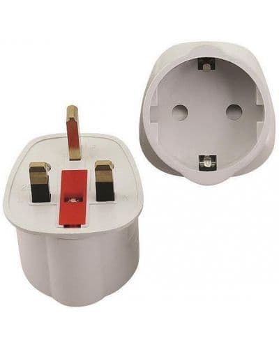 Адаптер EUROLAMP SA - UK към EU, със защита, бял