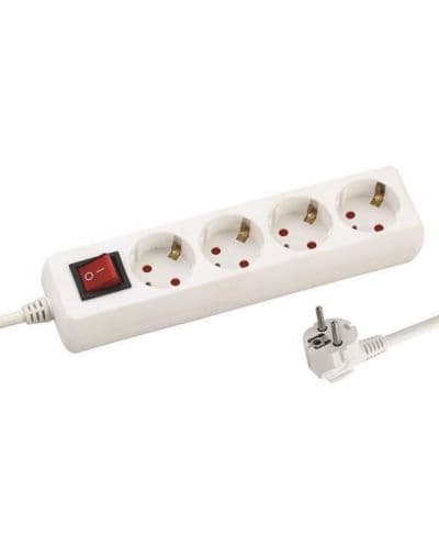 Разклонител EUROLAMP SA - 10203, 4 гнезда, 3m, бял