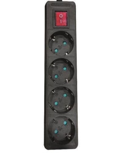 Разклонител EUROLAMP SA - 10204, 4 гнезда, 1.5m, черен