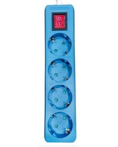 Разклонител EUROLAMP SA - 10197, 4 гнезда, 2m, син