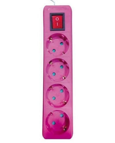 Разклонител EUROLAMP SA - 10198, 4 гнезда, 2m, розов