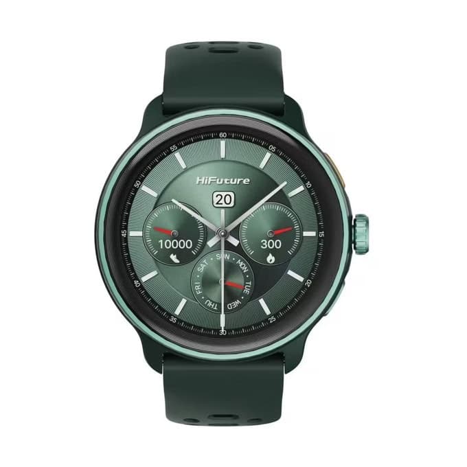 HiFuture Vela Dark Green, 1.43" AMOLED, GPS +Compass + Altimeter, 466*466, Support Local Music(100M Space), Support AI Coach for Training, Powered by Dual Core, Bluetooth Call, 5ATM Waterproof, 24/7 True Heart Rate & Blood, Oxygen Sensor, Up to 10 days