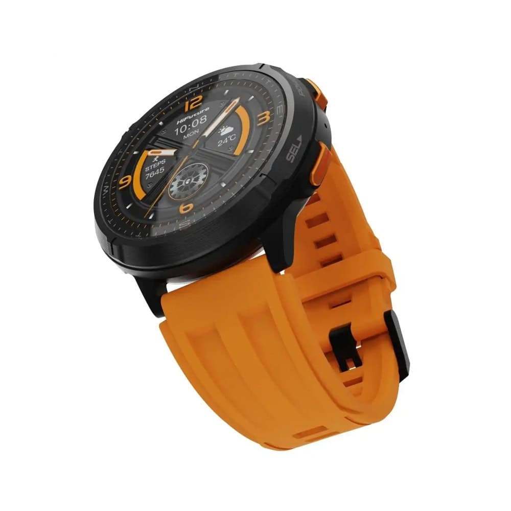 HiFuture MIX3 Orange, 1.43" AMOLED, 466*466, Powered by Dual Core & Syntra AI, Bluetooth Call, 3ATM Waterproof, Compass & Altimeter, 24/7 True Heart Rate & Blood Oxygen Sensor, Up to 10 days daily use