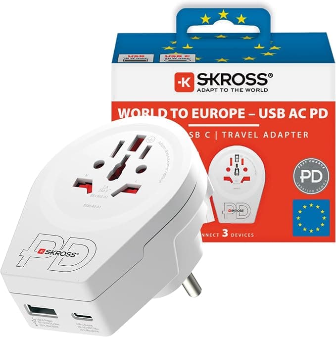 Адаптер SKROSS World to Europe 1500295E, USB, Бял