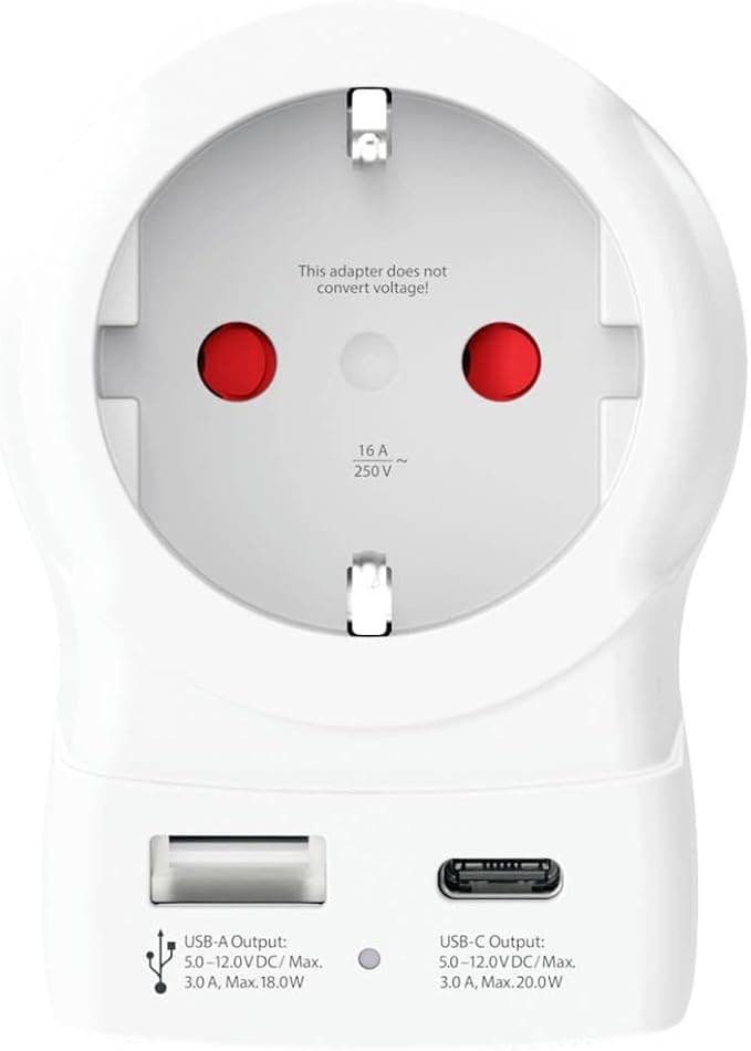 Skross универсален адаптер Europe to USA+1xUSB A/C, 20W, 1500284E