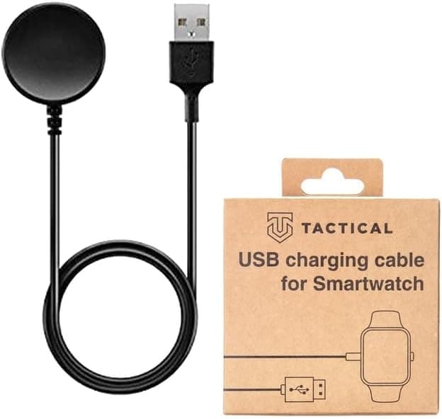 Кабел за Samsung Galaxy Watch (100 см) - Tactical USB Charging Cable (черен)
