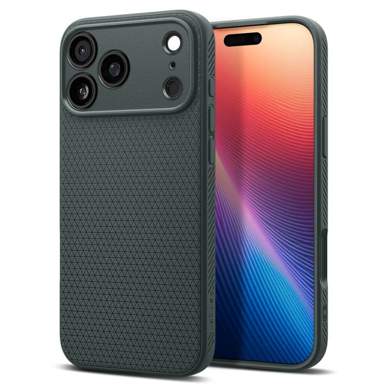 Удароустойчив силиконов (TPU) калъф за iPhone 17 Pro - Spigen Liquid Air Case (зелен)