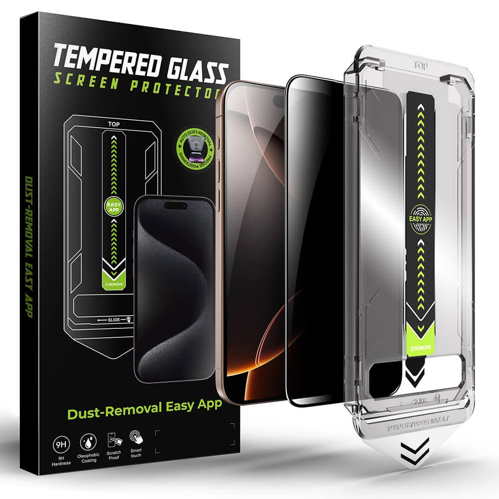 Калено стъклено защитно покритие с определен ъгъл на виждане на iPhone 17 Pro Max - Techsuit TitanGlass Privacy Full Cover Tempered Glass (черен-прозрачен)