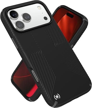 Удароустойчив хибриден кейс с Magsafe за iPhone 17 Pro Max - Speck Presidio 2 Grip MagSafe Case (черен-сив)