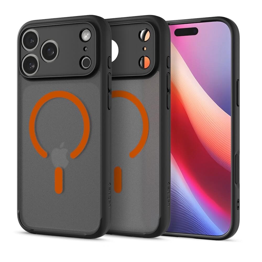 Хибриден кейс с висока степен на защита с MagSafe за iPhone 17 Pro - Spigen Ultra Hybrid MagSafe Case (черен-оранжев)