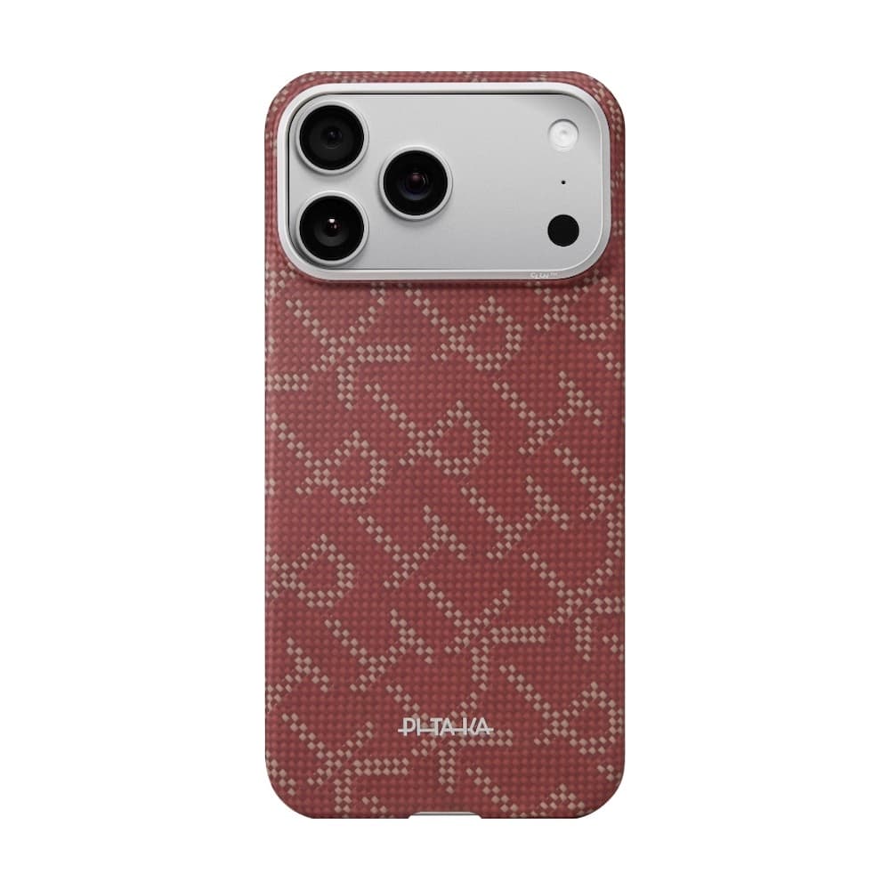 Кевларен кейс с MagSafe за iPhone 17 Pro - Pitaka Monogram PitaTap Aramid Ultra Slim MagSafe Case (червен)