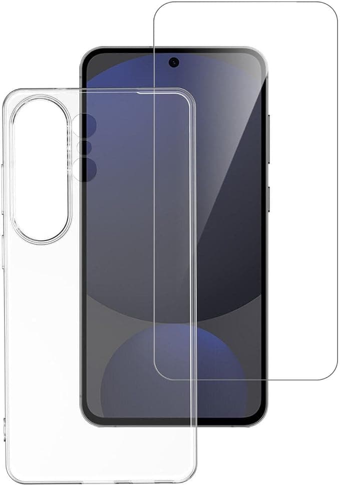Тънък силиконов кейс и стъклено защитно покритие за дисплея на Samsung Galaxy S26 Ultra - 4smarts 360° Protection Set (прозрачен)