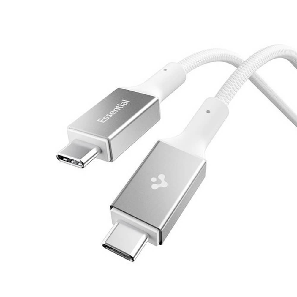 Кабел с бързо зареждане за устройства с USB-C порт - Spigen Essential USB-C to USB-C Cable 100W (бял) (150 см)