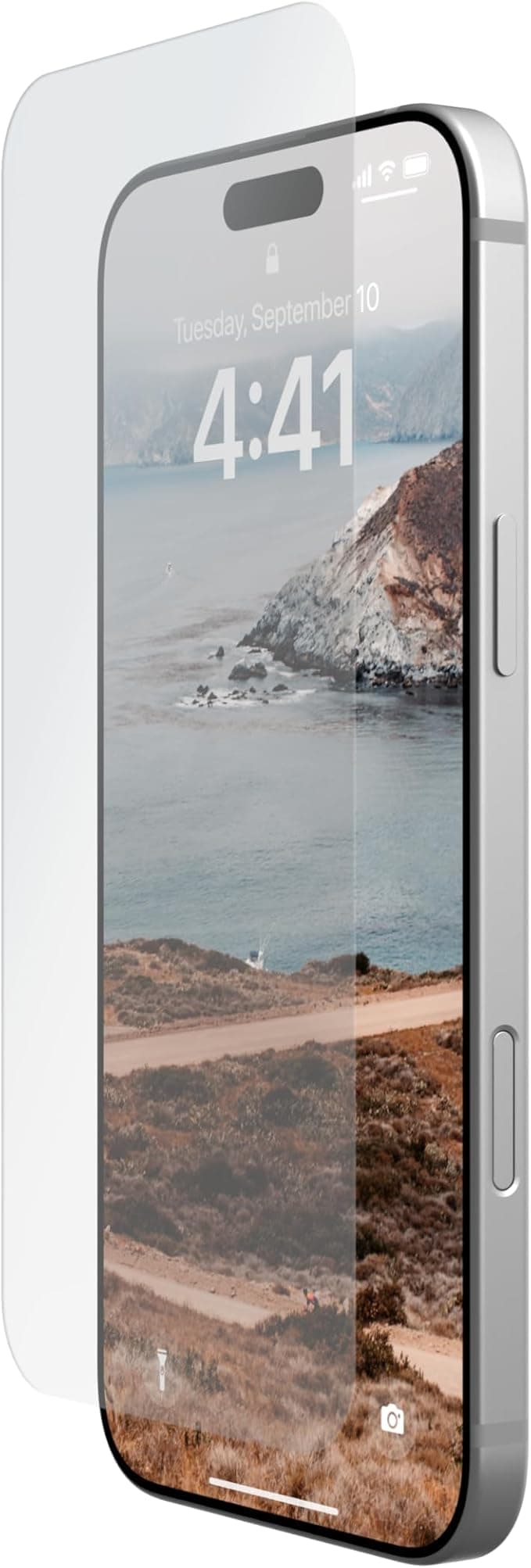 Най-висок клас стъклено защитно покритие за външния дисплей на iPhone 16 Pro Max - Urban Armor Gear Glass Shield Screen Protector (черен-прозрачен)