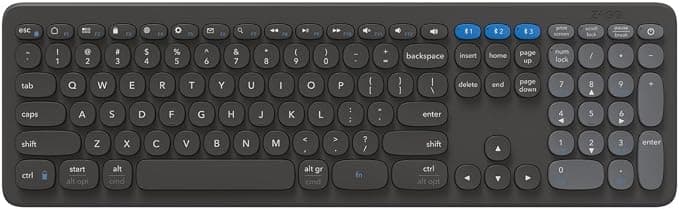 Безжична клавиатура оптимизирана за Mac и PC - Zagg Pro 17 Multi-pairing Full Size Keyboard With Wireless Charging UK (тъмносив)