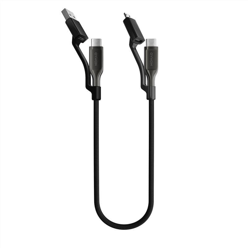 Здрав кевларен кабел за устройства с USB-A, microUSB и USB-C конектори - Nomad Kevlar USB-C Universal Cable 240W (30 см)