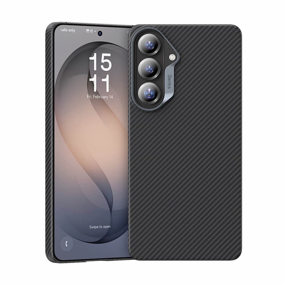 Кевларен кейс с MagSafe за Samsung Galaxy S26 Plus - Benks Armor Air Kevlar Metal Frame Case 600D (черен)