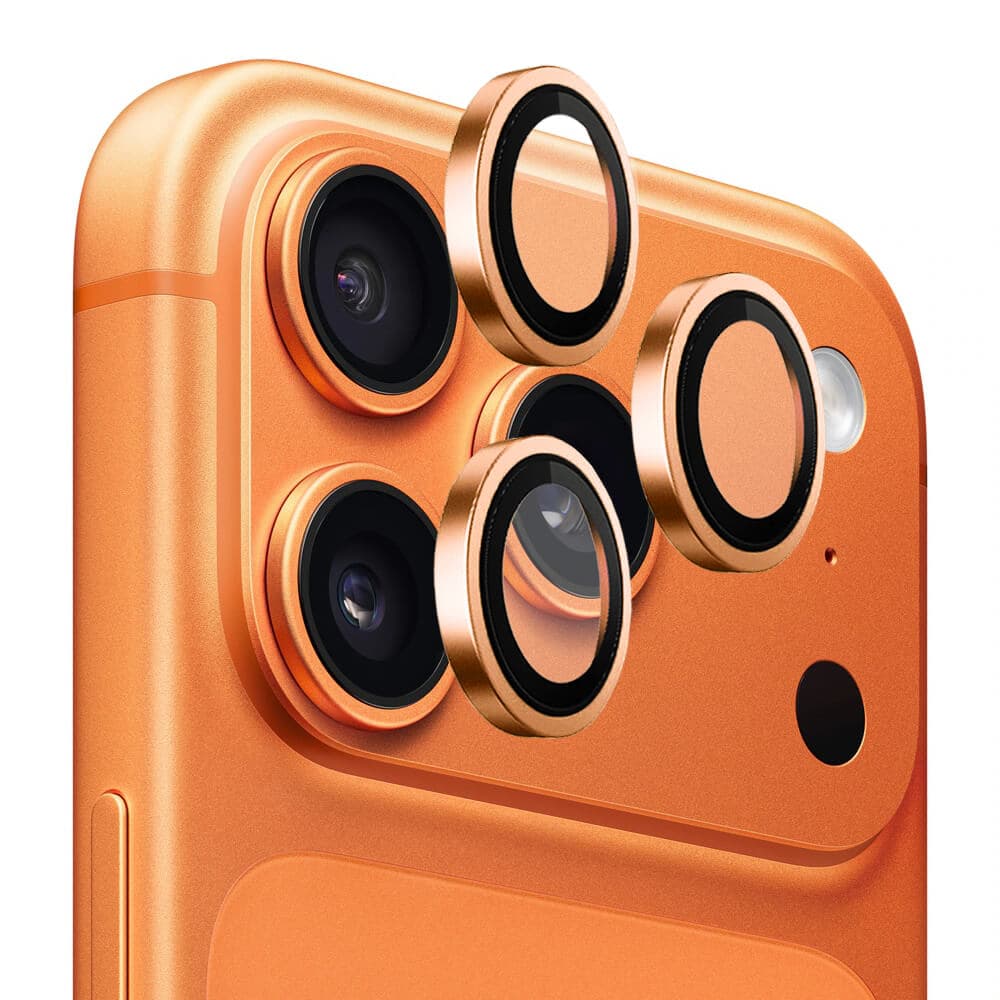 Предпазни стъклени лещи за камерата на iPhone 17 Pro, iPhone 17 Pro Max - Blueo Metal Frame Lens Glass (оранжев)