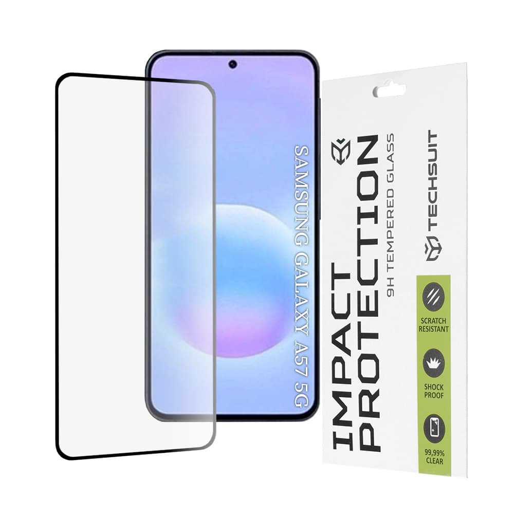 Калено стъклено защитно покритие за дисплея на Samsung Galaxy A57 5G - Techsuit Full Glue Tempered Glass 111D (черен-прозрачен)