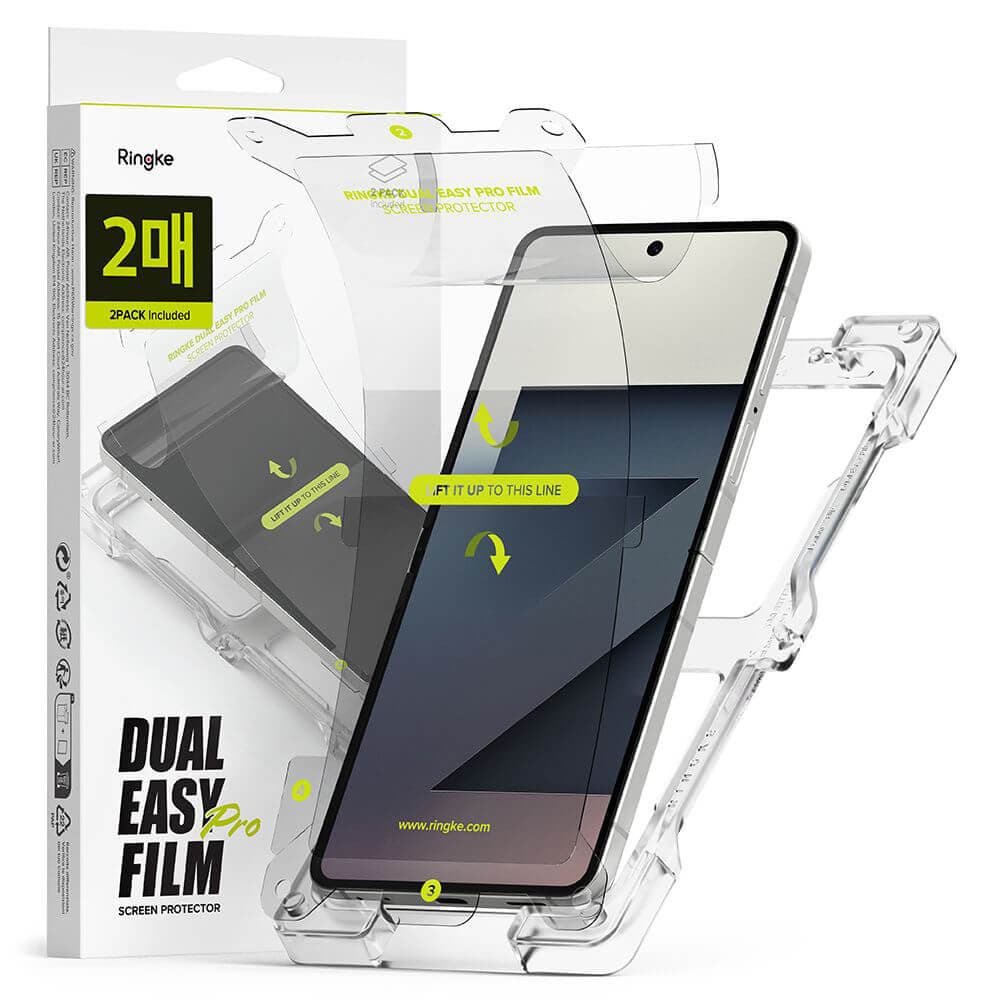 2 броя защитно покритие за дисплея на Samsung Galaxy Z Flip7 - Ringke Dual Easy Pro Film 2x Screen Protector (прозрачен)