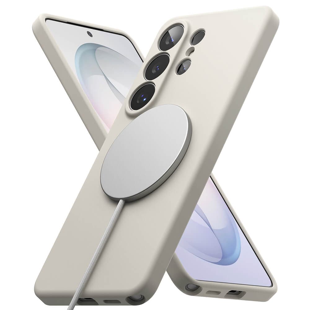 Силиконов (TPU) калъф с MagSafe за Samsung Galaxy S26 Ultra - Ringke Liquid Silicone Magnetic Case (бежов)