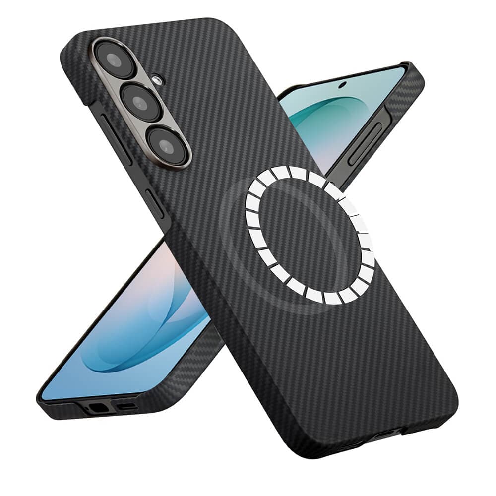 Кевларен кейс с MagSafe за Samsung Galaxy S26 Plus - Techsuit Aramid Fiber MagSafe Ultra Slim Case (черен)