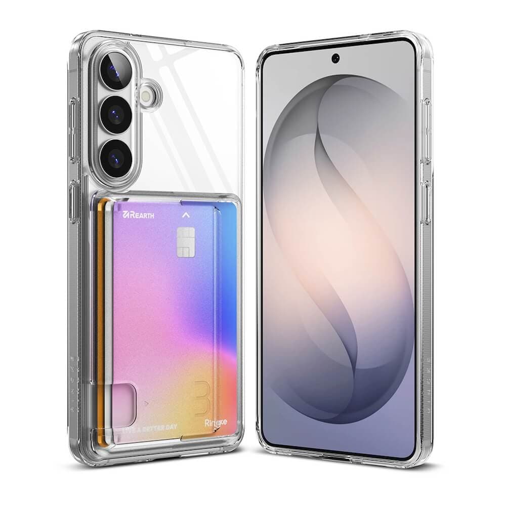 Хибриден удароустойчив кейс с джоб за кредитна карта за Samsung Galaxy S26 - Ringke Fusion Card Case (прозрачен)