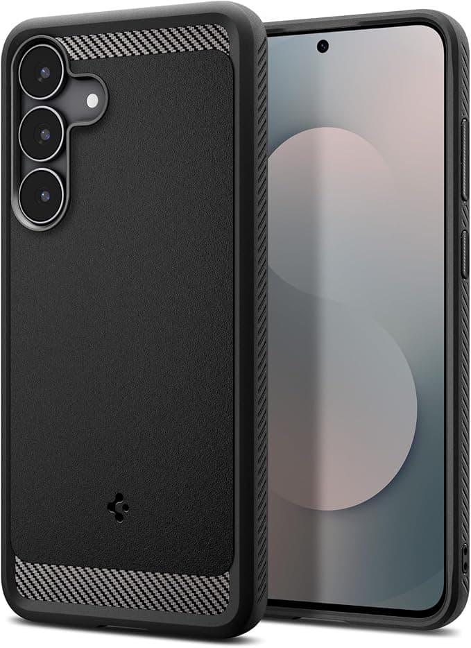 Тънък качествен силиконов (TPU) калъф за Samsung Galaxy S25 FE - Spigen Rugged Armor Case (черен)