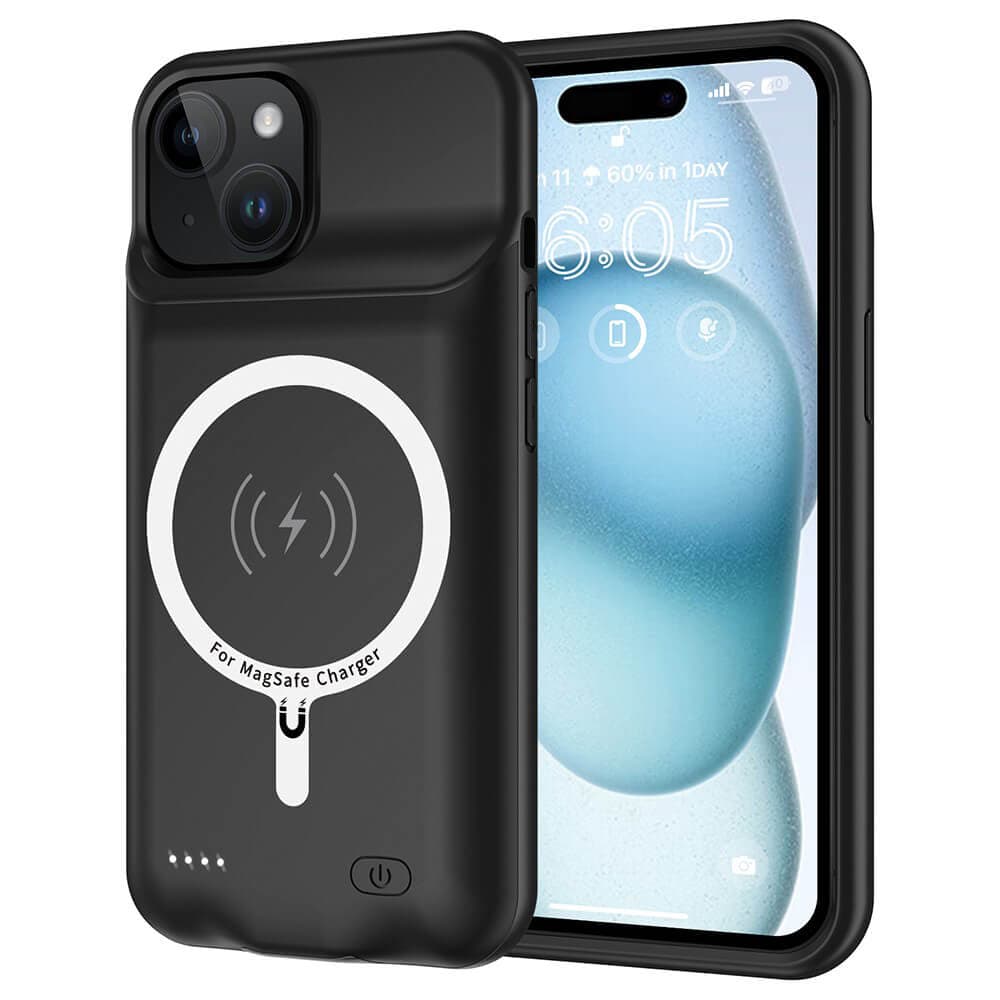 Кейс с вградена батерия и MagSafe за iPhone 15 Plus - Techsuit Power Pro Battery MagSafe Case 8500mAh (черен)