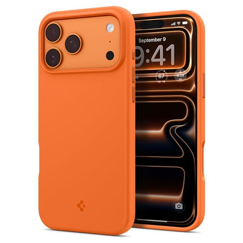 Силиконов (TPU) калъф с MagSafe за iPhone 17 Pro - Spigen Silicone Fit MagSafe Case (оранжев)