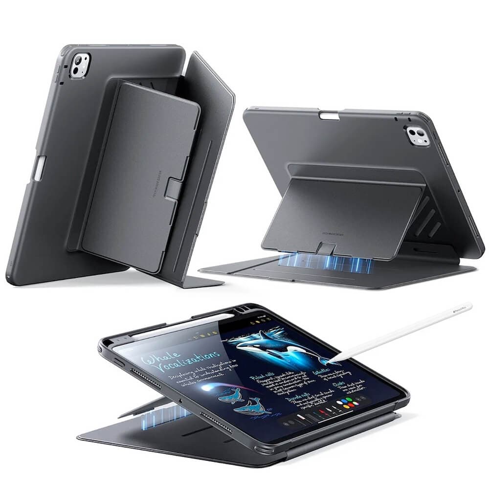Удароустойчив хибриден кейс за iPad Pro 13 (2024), iPad Pro 13 (2025) - ESR Flip Hybrid Protective Stand Case (черен)