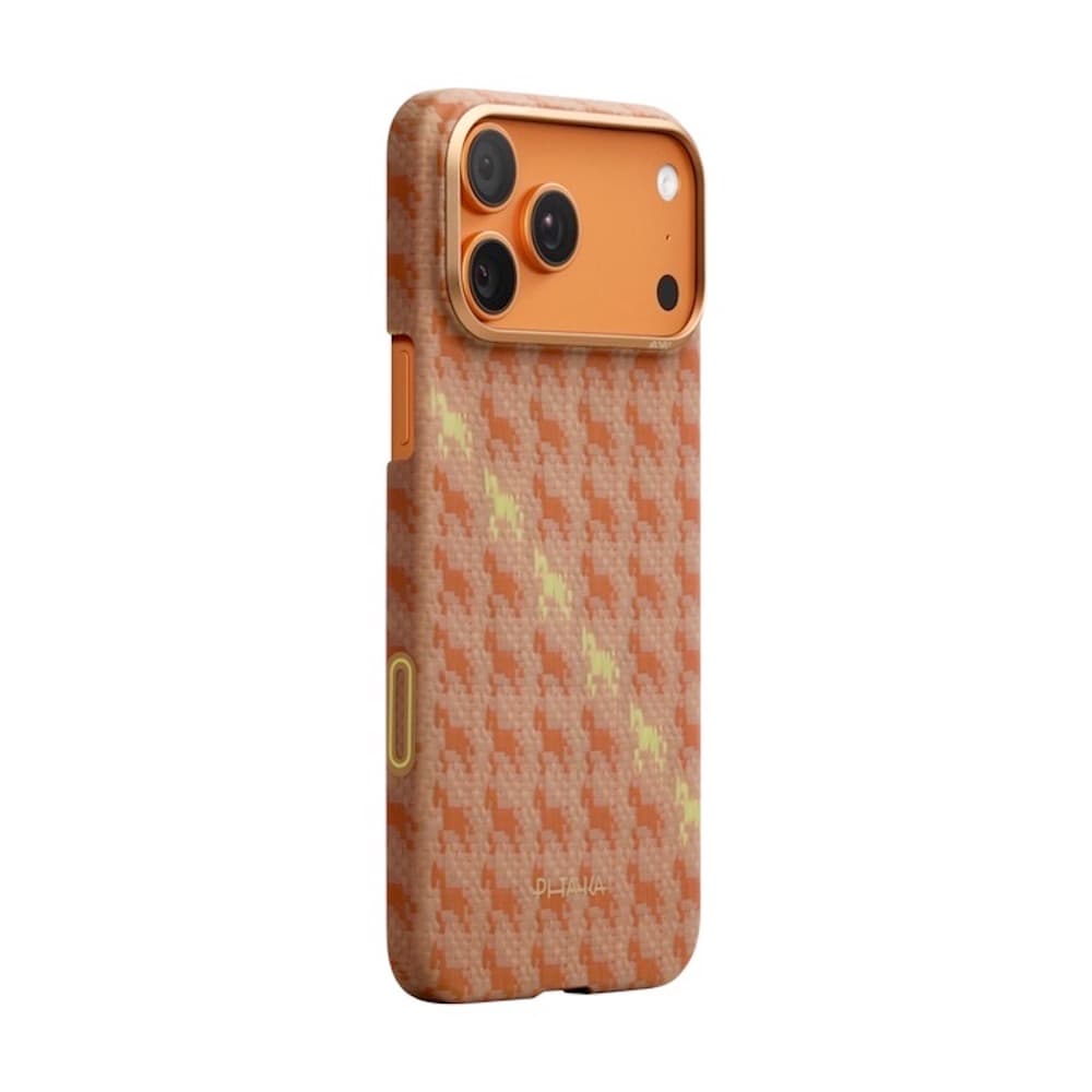 Кевларен кейс с MagSafe за iPhone 17 Pro - Pitaka Happiness Rides Amber Edge Ultra Slim Aramid Fiber Case
