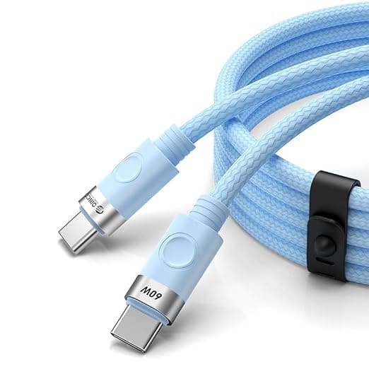 Здрав кабел с въжена оплетка и бързо зареждане за устройства с USB-C порт - Orico USB-C to USB-C Fast Charging Cable 60W (100 см) (син)