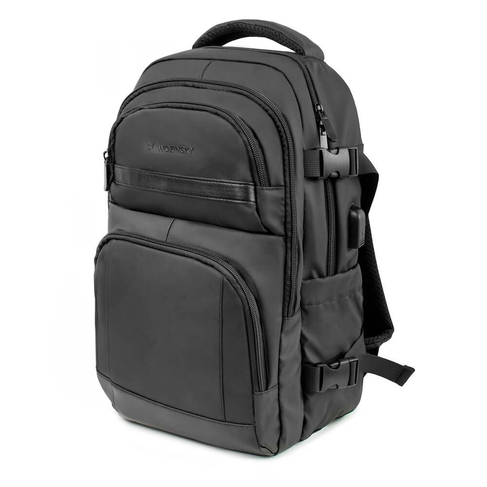 Стилна и качествена раница за преносими компютри до 15.6 инча - Wozinsky WPW-20L Laptop Travel Backpack 20L (черен)