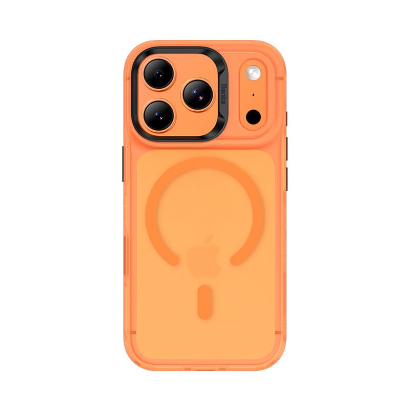 Хибриден удароустойчив кейс с MagSafe за iPhone 17 Pro - Benks Magnetic Lucid Armor Camera Control Case (оранжев)