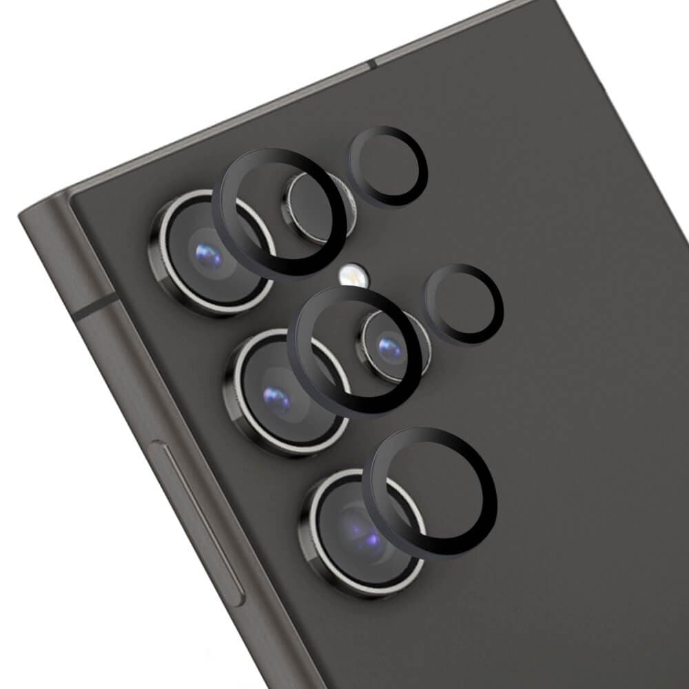 Предпазни стъклени лещи за камерата на Samsung Galaxy S24 Ultra - OBALME Tempered Glass Camera Lens Protector (черен)