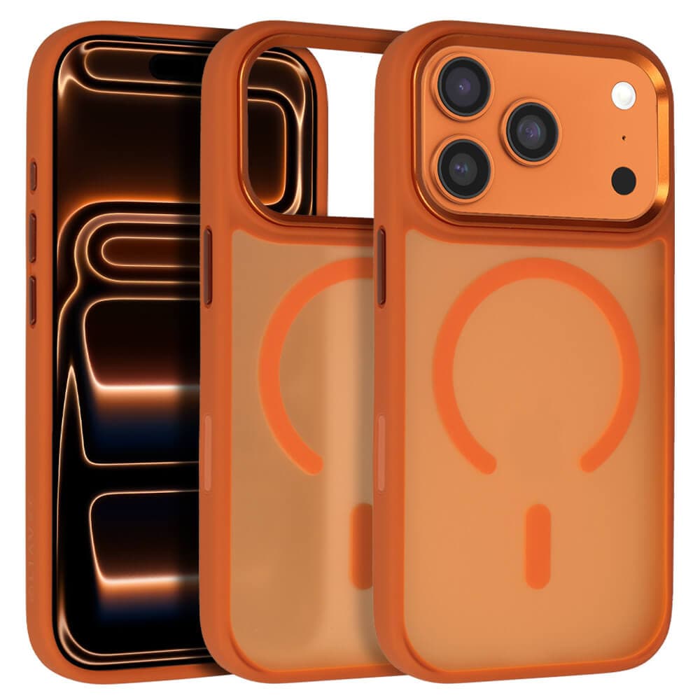 Хибриден удароустойчив кейс с MagSafe за iPhone 17 Pro Max - Liavec Cloudy Case with Metal Camera Frame (оранжев)