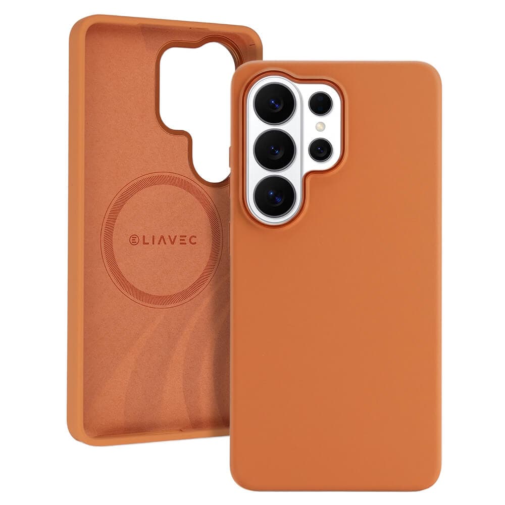 Силиконов (TPU) калъф с MagSafe за Samsung Galaxy S26 Ultra - Liavec Silk Shield Case with Metal Camera Frame (оранжев)