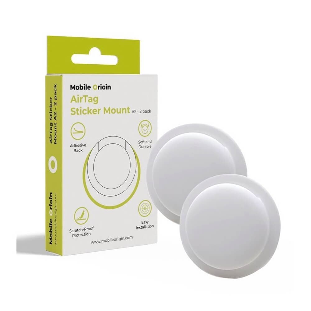 Комплект от 2 броя силиконови кейса със залепващо се фолио за Apple AirTag - Mobile Origin A2 Airtag Sticker Mount Case Pack (бял)