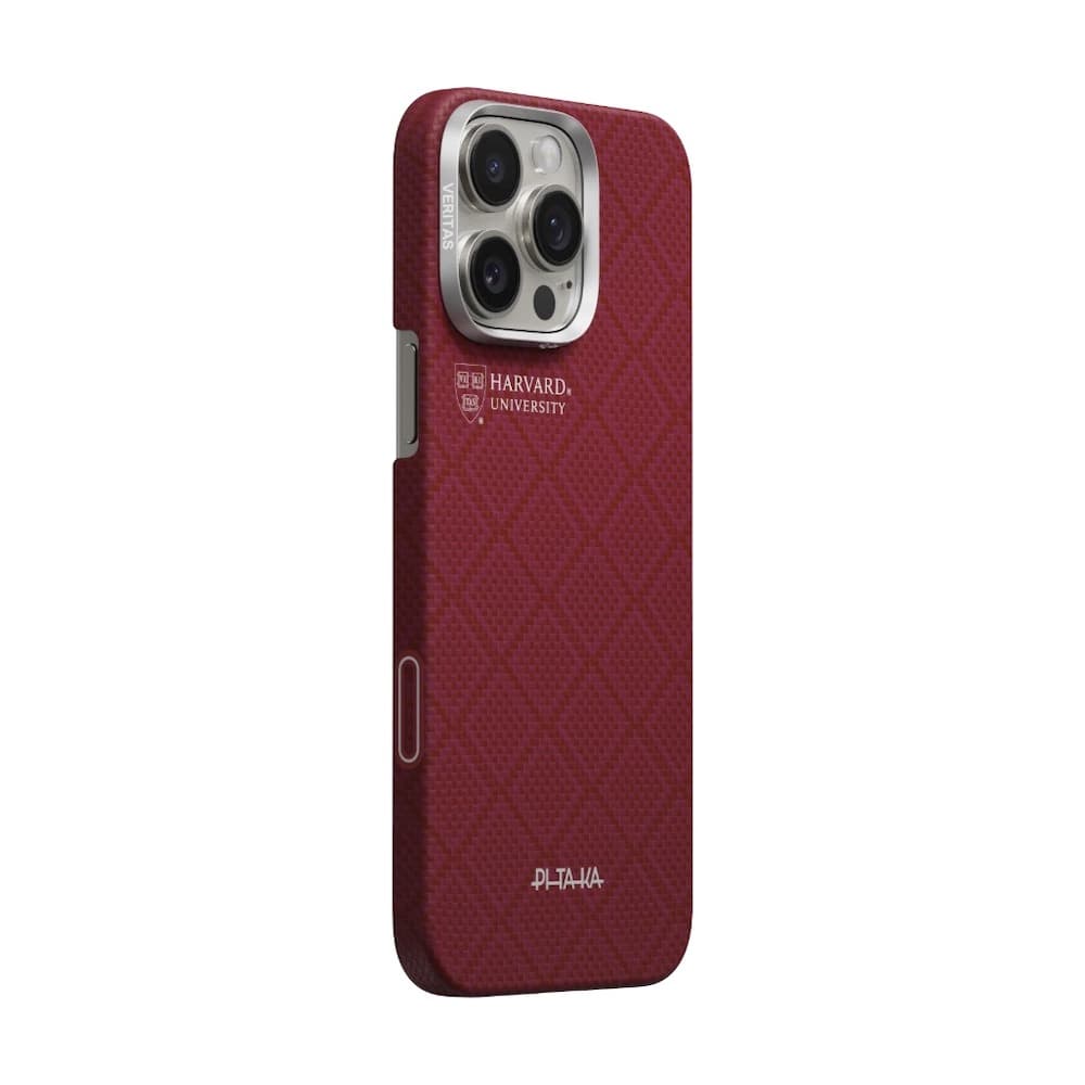 Кевларен кейс с MagSafe за iPhone 16 Pro Max - Pitaka Harvard Crimson Edge Ultra Slim Aramid Fiber Case (червен)