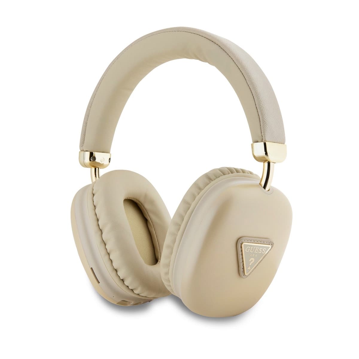 Безжични блутут слушалки с микрофон за мобилни устройства - Guess PU Saffiano Triangle Logo ENC Bluetooth Over-Ear Headphones (златист)