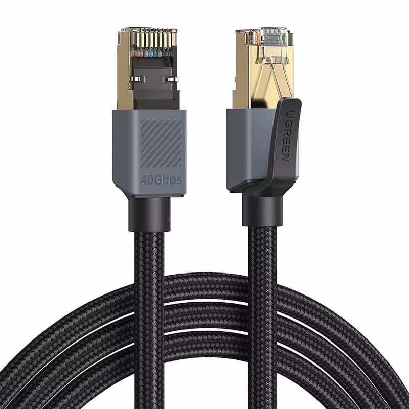 Здрав Gigabit Ethernet RJ45 Cat8 кабел с въжена оплетка - Ugreen NW343 RJ45 Cat8 F/FTP, 40 Gbps, 2000 Mhz Gigabit Network Cable (300 см)