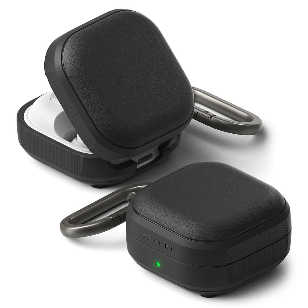 Силиконов удароустойчив кейс с карабинер и MagSafe за Samsung Galaxy Buds 4, Galaxy Buds 4 Pro - Ringke Onyx Magnetic Protection Case (черен)