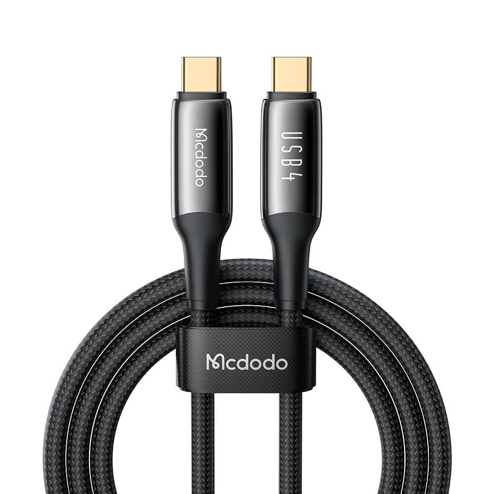 Здрав USB4/Thunderbolt 3 кабел с въжена оплетка за устройства с USB-C порт - Mcdodo USB4 Thunderbolt 3 Data Cable (120 см) (черен)