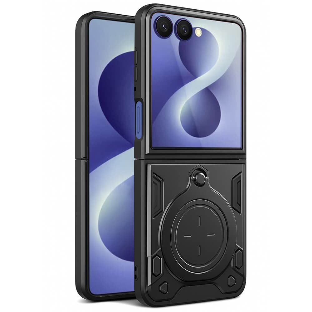 Хибриден удароустойчив кейс с вградена поставка за Samsung Galaxy Z Flip8 - Techsuit CamGuard Pro Case (черен)