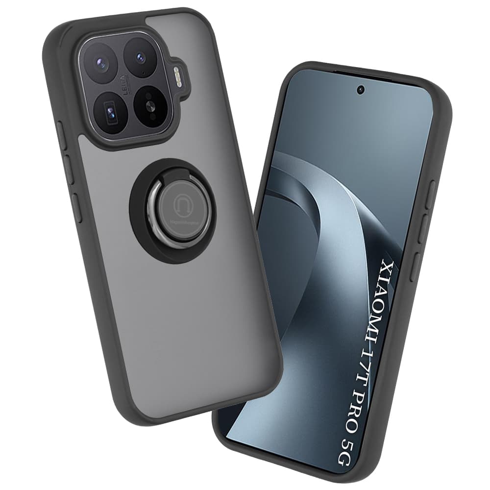 Хибриден удароустойчив кейс с пръстен против изпускане за Xiaomi 17T Pro - Techsuit Glinth Hybrid Case (черен-прозрачен)