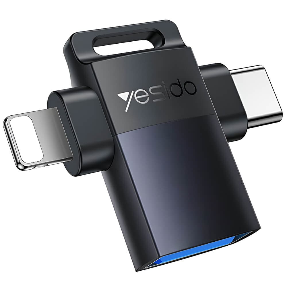 Женски USB 3.2 адаптер към мъжки USB-C и Lightning за мобилни устройства - Yesido GS35 USB-A 3.0 Female To USB-C and Lightning Male OTG Adapter