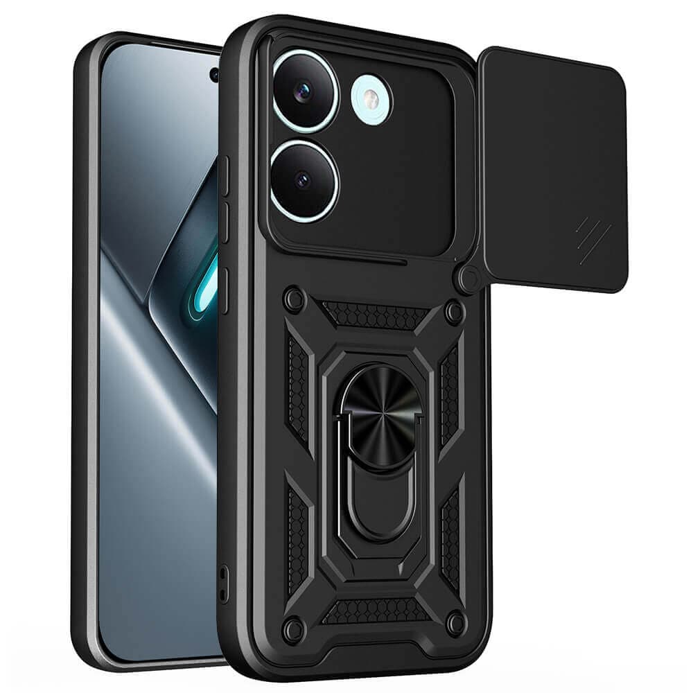Хибриден удароустойчив кейс с пръстен против изпускане за Xiaomi Poco X8 Pro - Techsuit CamShield Case (черен)