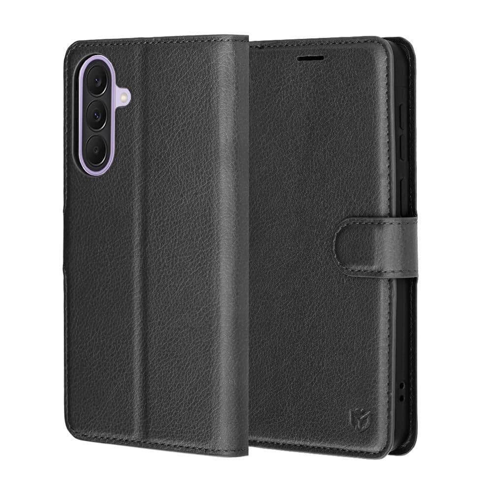 Кожен калъф с поставка и отделение за кр. карти за Samsung Galaxy A57 5G - Techsuit Leather Folio (черен)