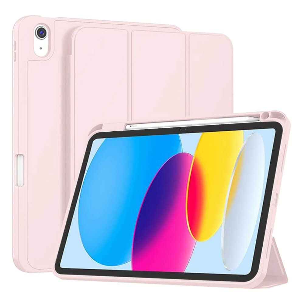 Термополиуретанов (TPU) кейс и поставка за iPad 10 (2022), iPad 11 (2025) - Techsuit Flex Trifold Case (розов)